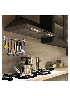 Y&D Kitchen Utensil Rack Wall Mounted, Stainless Steel Hanging Rail Organize Tools with 8 Removable Sliding Hooks for Pot Lid Pan Spoon BBQ Tools, Cookware Hanger Bar  - Image 4