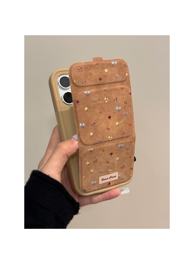 NIBEMINENT Maillard Brown Full Screen Small Flower Protective TPU Case Cover For iPhone 14 - Image 1