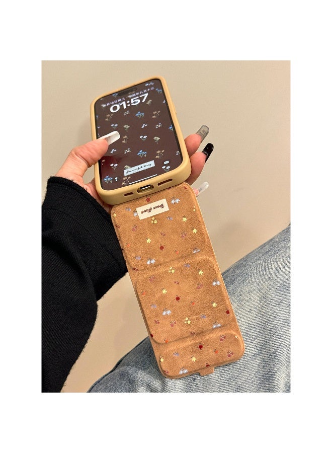 NIBEMINENT Maillard Brown Full Screen Small Flower Protective TPU Case Cover For iPhone 14 - Image 2