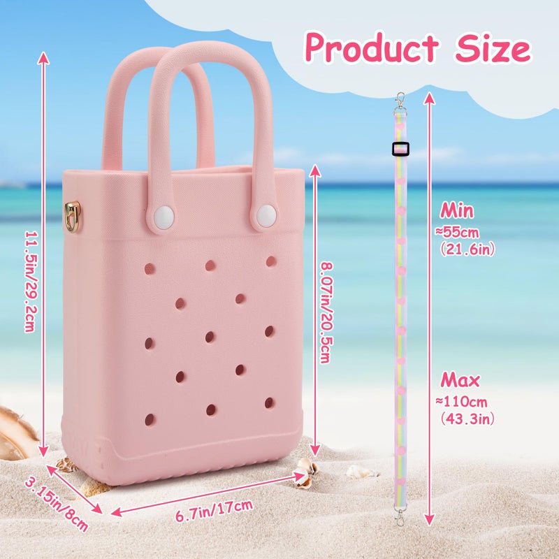 BKFOLIUM Mini Rubber Tote Bag, EVA Beach Tote with 30 Charms, Cute Bag for Little Girl & Women with Adjustable Shoulder Strap - Image 3