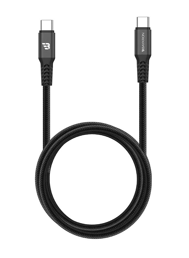 بايكرون شحن ومزامنة ممتازين من USB-C إلى USB-C مع سطح خارجي من ألياف الأراميد فائقة المتانة والمقاومة للرصاص بطول 1.2 متر أسود - Image 1