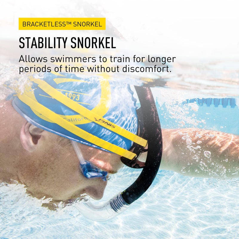 FINIS Stability Swimmer's Snorkel Center-Mount Snorkel Set for Swimming Laps & Training - Snorkel Gear with Adjustable Fit, Dynamic Shape, and Silicone Mouthpiece - Black - Image 3
