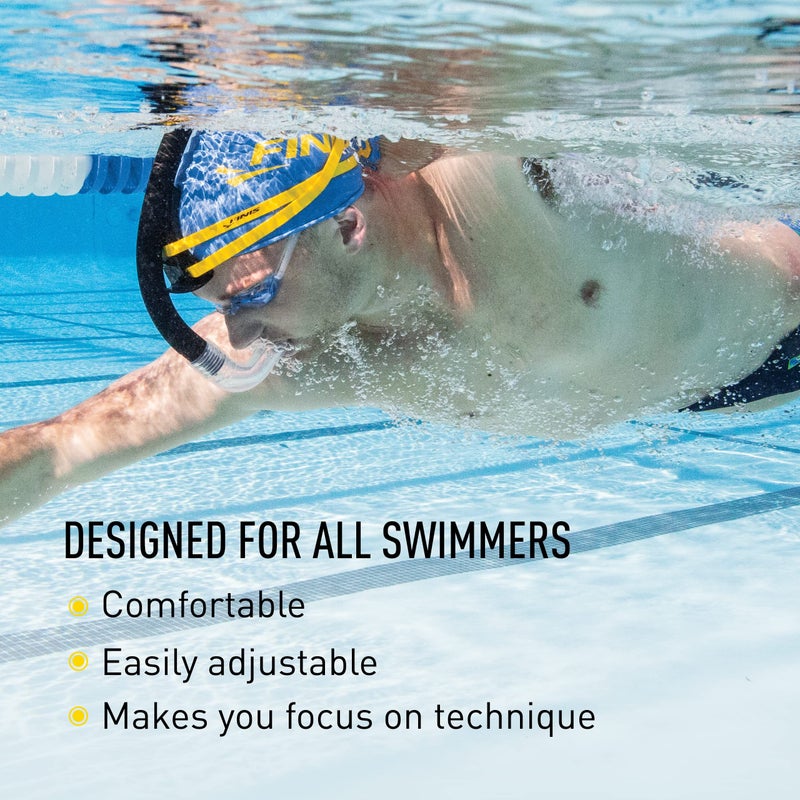 FINIS Stability Swimmer's Snorkel Center-Mount Snorkel Set for Swimming Laps & Training - Snorkel Gear with Adjustable Fit, Dynamic Shape, and Silicone Mouthpiece - Black - Image 4