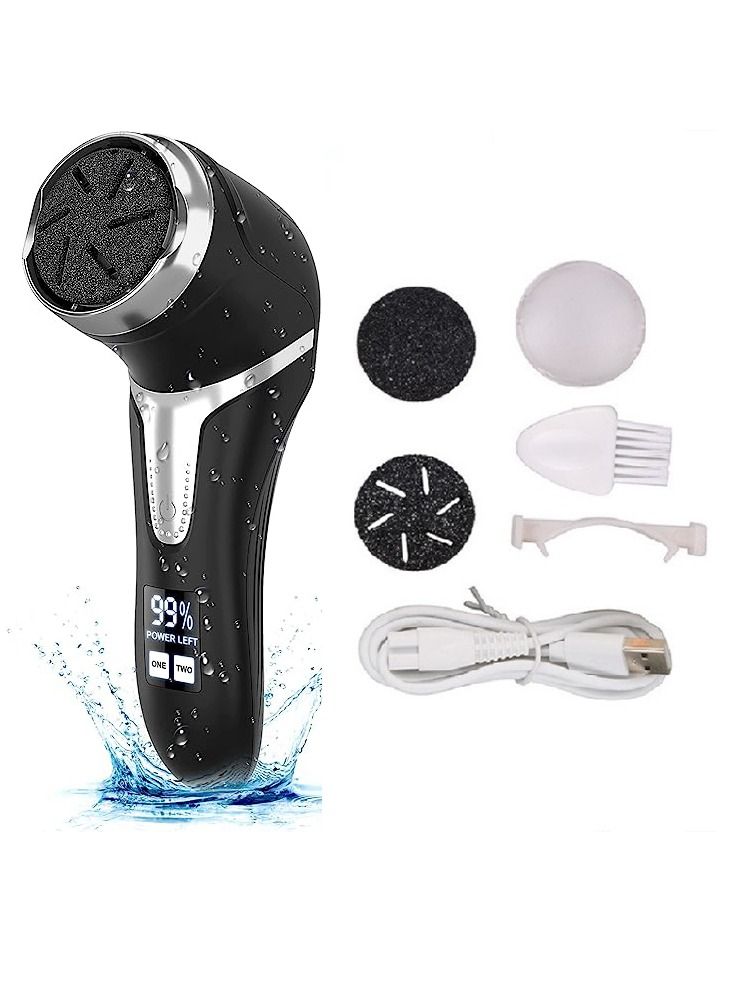 Generic Rechargeable Electric Foot Callus Remover, 3 Grinding Heads Portable Waterproof Foot File, Professional Pedicure Tools Feet Care for Dead, Hard Cracked Dry Skin-Black 1200mAh  - Image 1
