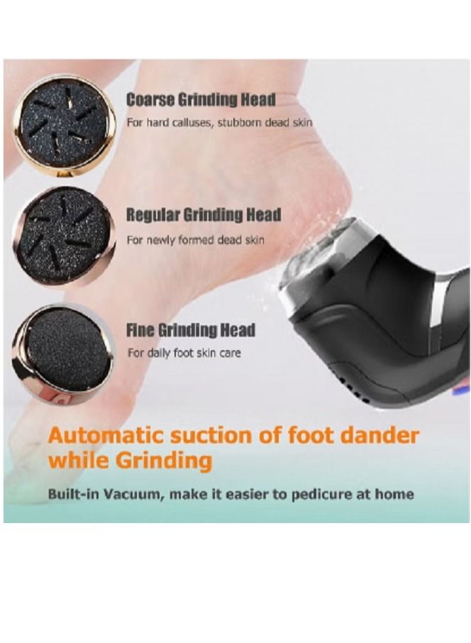 Generic Rechargeable Electric Foot Callus Remover, 3 Grinding Heads Portable Waterproof Foot File, Professional Pedicure Tools Feet Care for Dead, Hard Cracked Dry Skin-Black 1200mAh  - Image 3