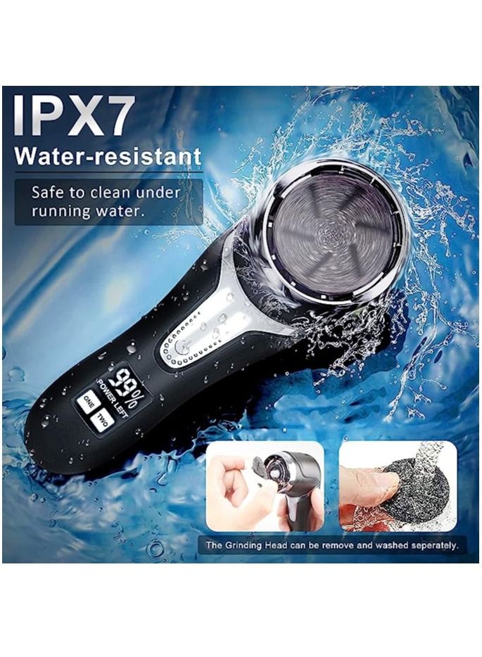 Generic Rechargeable Electric Foot Callus Remover, 3 Grinding Heads Portable Waterproof Foot File, Professional Pedicure Tools Feet Care for Dead, Hard Cracked Dry Skin-Black 1200mAh  - Image 4