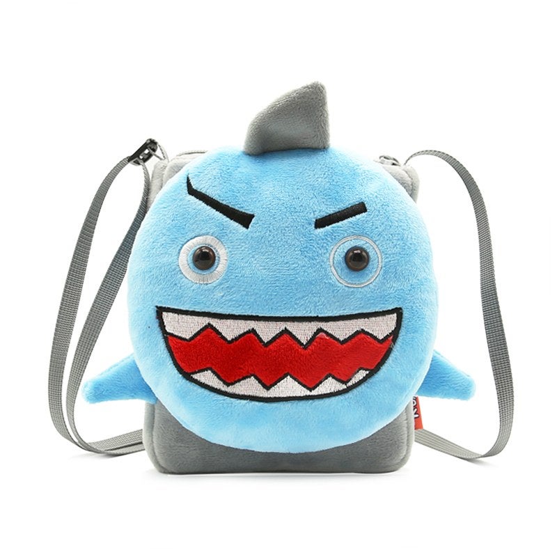 Plush Kids Crossbody Bag, Shark Animal Design, Soft Lightweight Shoulder Bag for Daily Outings - Image 1