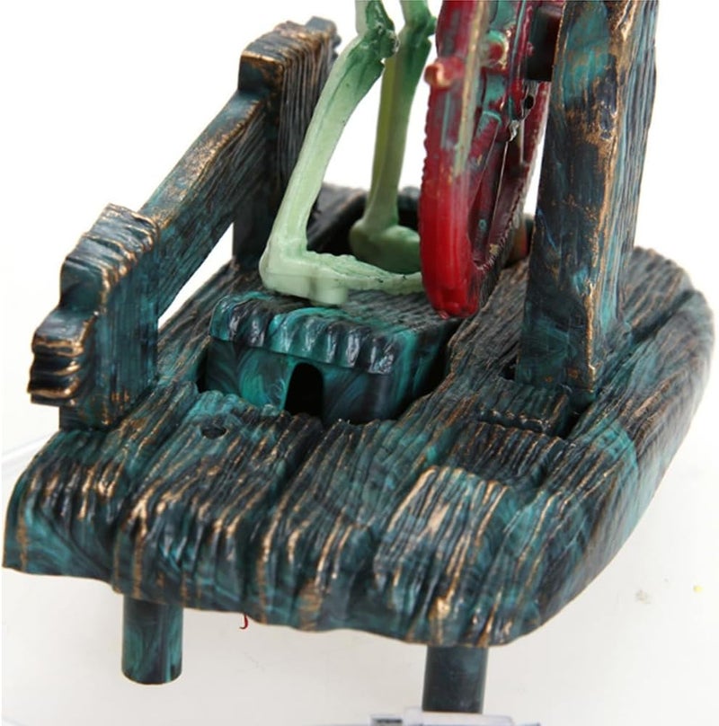 Eyech Aquarium Ornament Pirate Captain Skeleton Seaman Landscape Fish Tank Decor Undersea AirDriven Aquatic Ornament Decorations for Home Fishing TankArts CraftsDecoratingGreen - Image 3