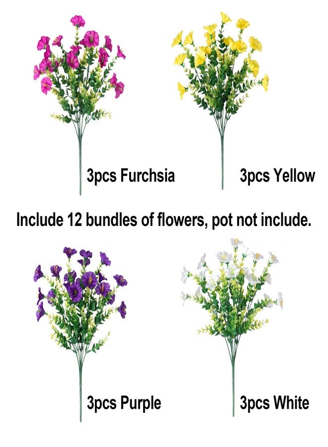 Ivydale Artificial Flowers Fake Plants for Outdoors Decoration, 12 Bundles Silk Morning Glory with Eucalyptus Realistic UV Resistant Faux Flowers for Outside Planter Porch Yard Patio Garden Home Indoor, Mix - Image 5