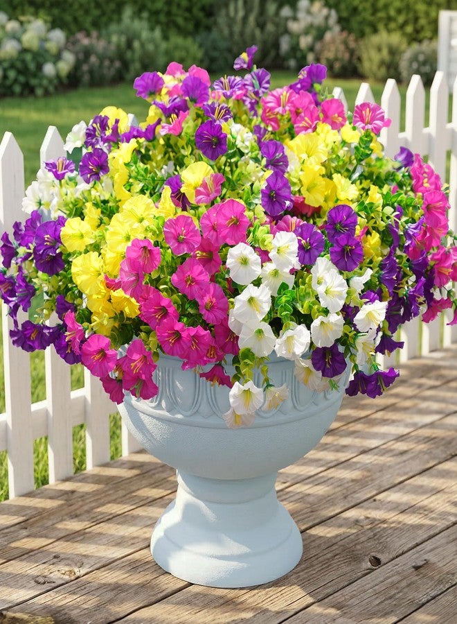 Ivydale Artificial Flowers Fake Plants for Outdoors Decoration, 12 Bundles Silk Morning Glory with Eucalyptus Realistic UV Resistant Faux Flowers for Outside Planter Porch Yard Patio Garden Home Indoor, Mix - Image 1