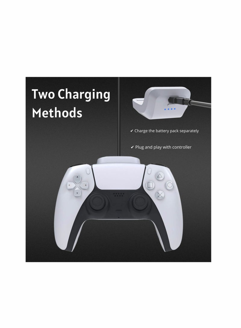 مناسبة لملحقات وحدة التحكم PS5، حزمة قابلة لإعادة الشحن بقدرة 1500 مللي أمبير في الساعة مع مؤشر LED ومجموعة الشحن، بلاي ستيشن 5، كابل شحن USB من النوع C - Image 5