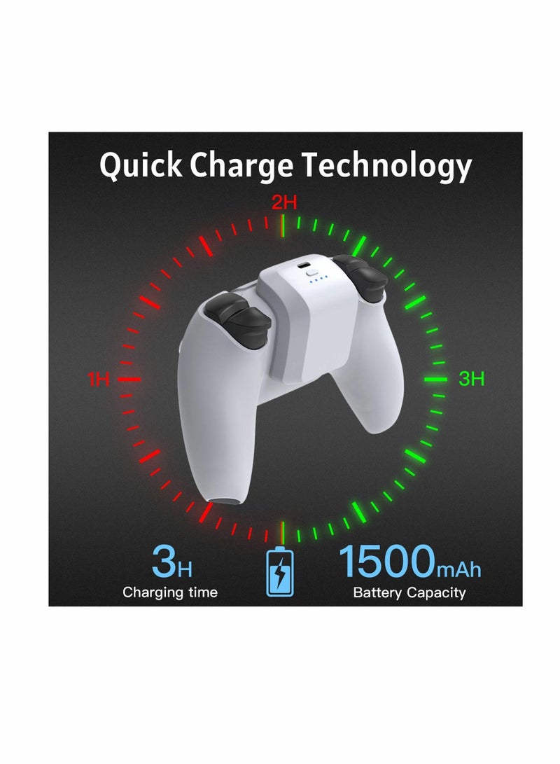 مناسبة لملحقات وحدة التحكم PS5، حزمة قابلة لإعادة الشحن بقدرة 1500 مللي أمبير في الساعة مع مؤشر LED ومجموعة الشحن، بلاي ستيشن 5، كابل شحن USB من النوع C - Image 3