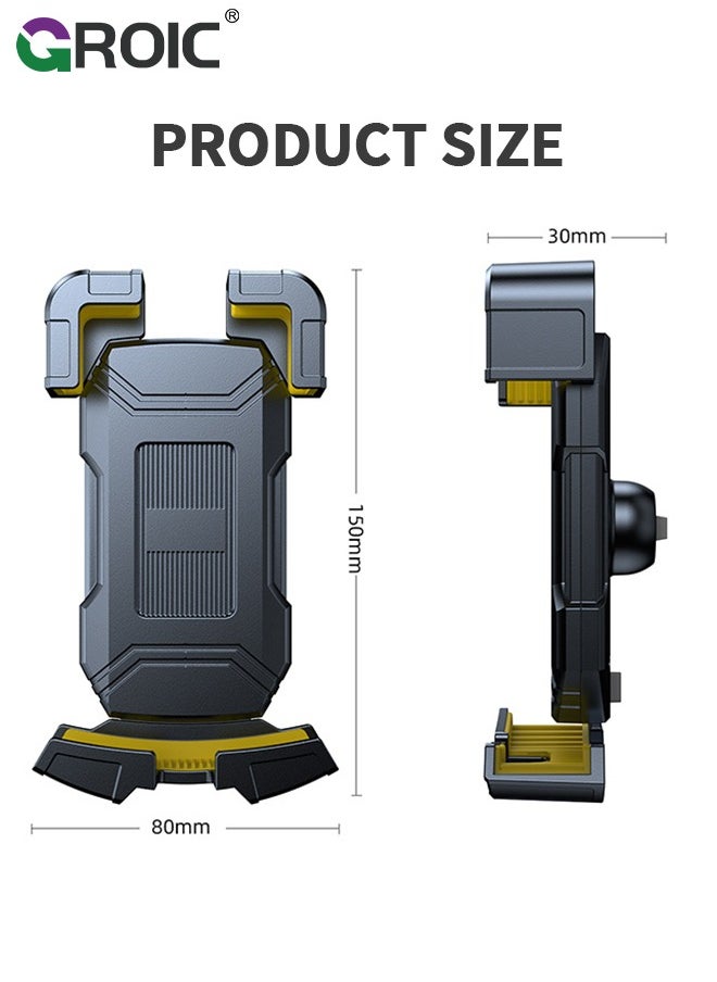 GROIC - Motorcycle Phone Mount Bike Phone Holder for Bicycle - Quick Install Handlebar Clip Anti-Shake, Stable & Sturdy, Aluminum Alloy, Compatible with iPhone, Samsung, All Cell Phones - Image 1