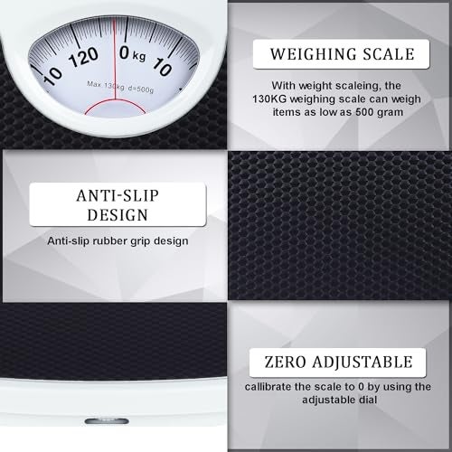GVC 130Kg Iron Analog Weight Machine | Iron Analogue Weighing Scale | Full Metal Body With Anti-Skid Mat | Capacity: 130Kg, Black - Image 3