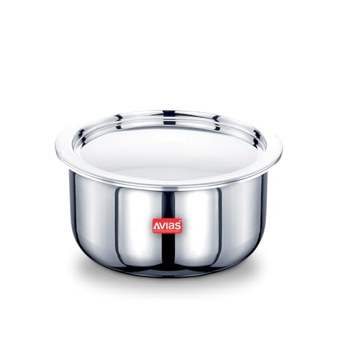 Avias Riara Triply Tope with Lid | 5 Years Warranty | Stainless Steel Tope, Induction Base, Triply Patila, 3 Layered Stainless Steel Cookware, 2.5mm Thickness, Induction Bhagona, 2.25 Litre, 18cm - Image 1