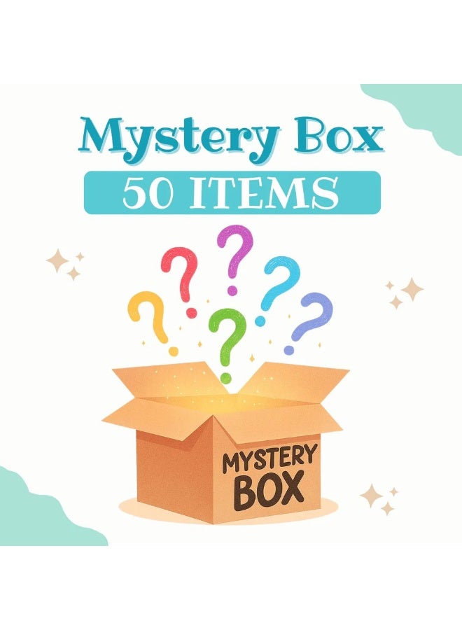 Mystery box containing 50 surprises which could include toys stationery and party supplies and party favors