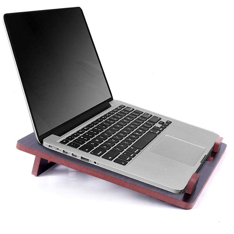 Airiz pranali enterprise Real Wooden Craft Handmade Personalized Rosewood Wood MacBook Base Holder Laptop Stand 12 x 12 Dark Brown - Image 3
