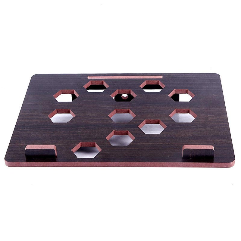 Airiz pranali enterprise Real Wooden Craft Handmade Personalized Rosewood Wood MacBook Base Holder Laptop Stand 12 x 12 Dark Brown - Image 2