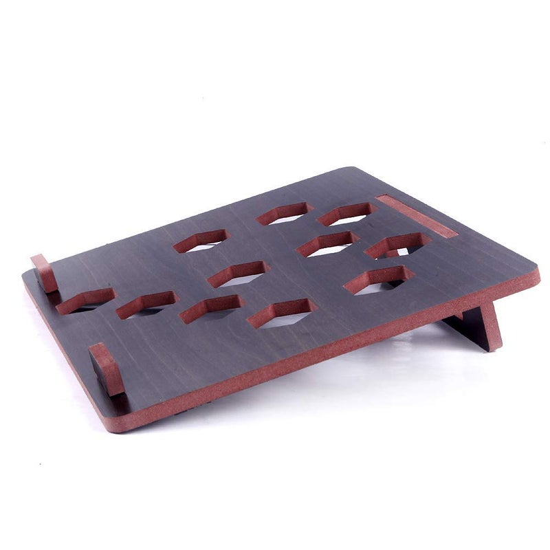 Airiz pranali enterprise Real Wooden Craft Handmade Personalized Rosewood Wood MacBook Base Holder Laptop Stand 12 x 12 Dark Brown - Image 1
