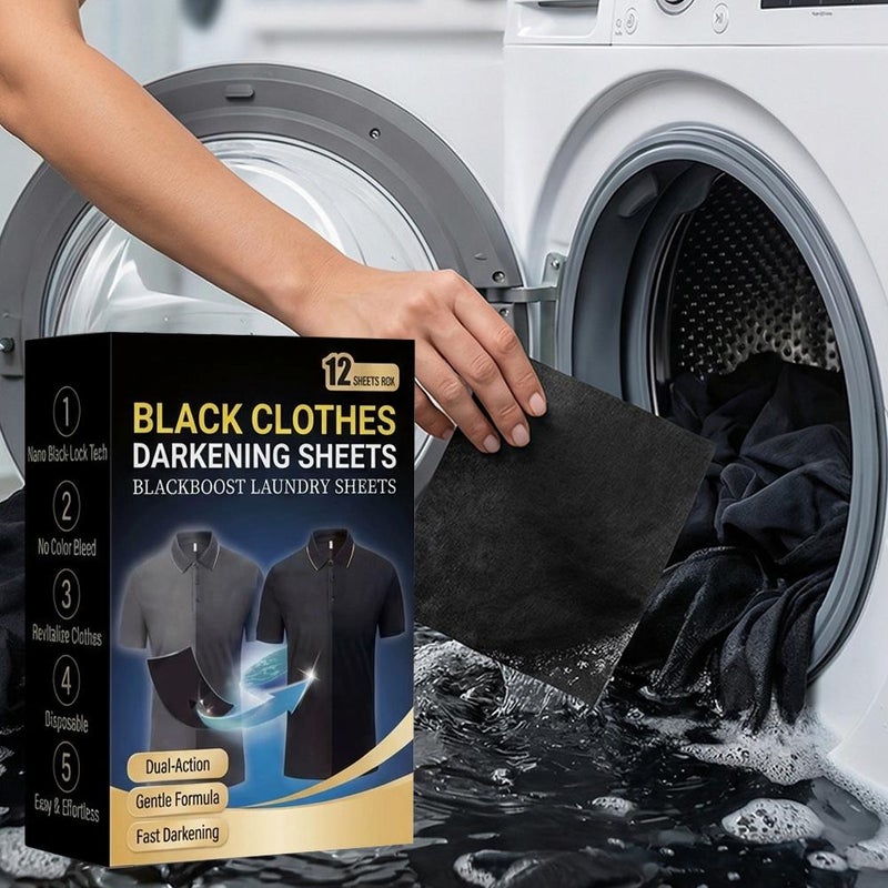 Clothing blackening sheets for home use, including laundry, dyeing, color fixing, and repair of faded black clothes. - Image 4