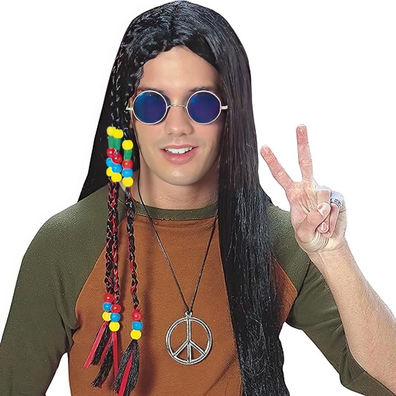 Amscan Peace Necklace in Black/Silver, 26.5 inch Plastic Retro Style Unisex Fashion Statement Piece - Image 2