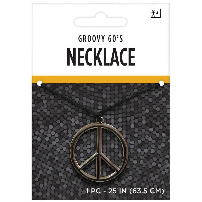 Amscan Peace Necklace in Black/Silver, 26.5 inch Plastic Retro Style Unisex Fashion Statement Piece - Image 3