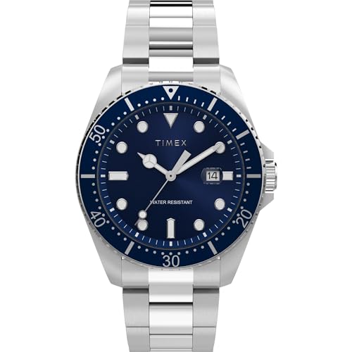 Timex Men's Dress 42mm Watch - Silver-Tone Bracelet Blue Dial Silver-Tone Case - Image 1