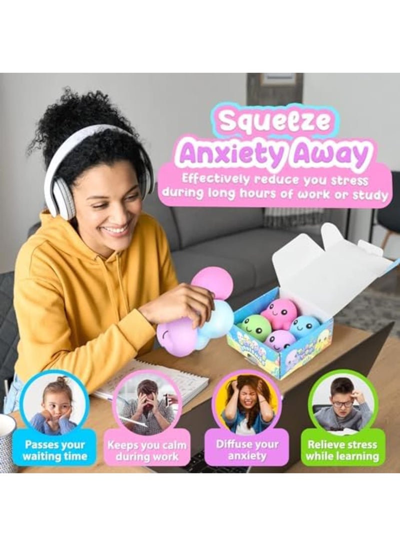SYOSI Stress Ball Sensory Toys Set, Cute Octopus Squeeze Kids Toys, Soft Fidget Stress Ball, Stress Anxiety Relief Squeeze Balls Fidget Toy for Adults, ADHD, OCD, Sensory Toy for Autism(4 Color, 4Pcs) - Image 5