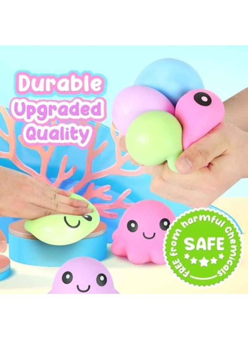 SYOSI Stress Ball Sensory Toys Set, Cute Octopus Squeeze Kids Toys, Soft Fidget Stress Ball, Stress Anxiety Relief Squeeze Balls Fidget Toy for Adults, ADHD, OCD, Sensory Toy for Autism(4 Color, 4Pcs) - Image 3