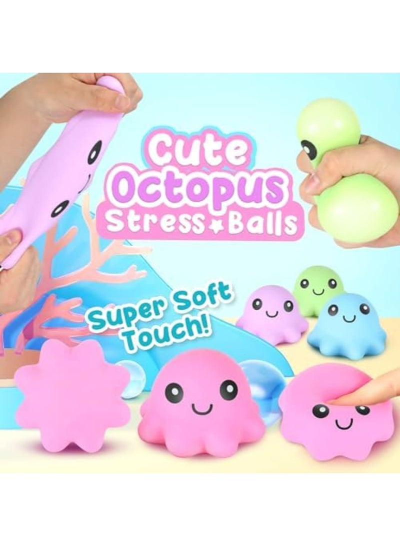 SYOSI Stress Ball Sensory Toys Set, Cute Octopus Squeeze Kids Toys, Soft Fidget Stress Ball, Stress Anxiety Relief Squeeze Balls Fidget Toy for Adults, ADHD, OCD, Sensory Toy for Autism(4 Color, 4Pcs) - Image 2