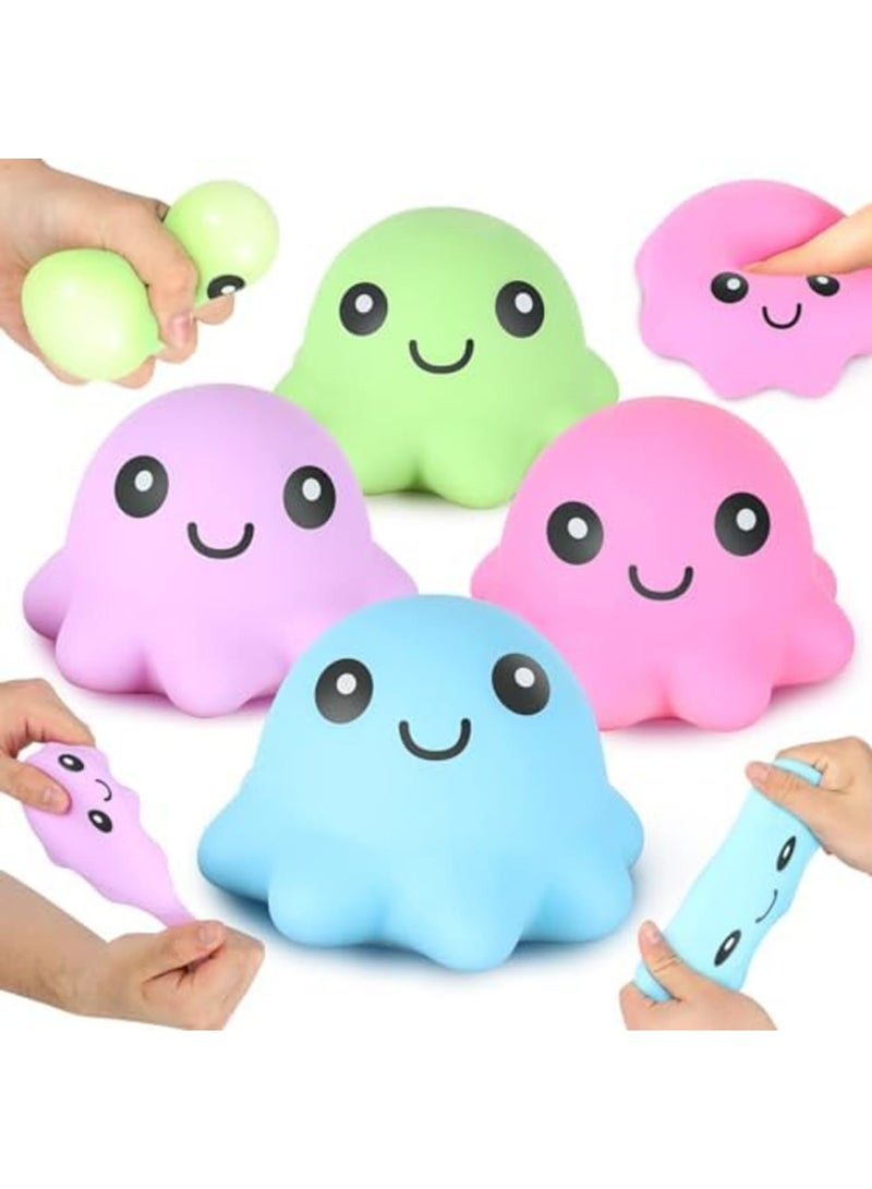SYOSI Stress Ball Sensory Toys Set, Cute Octopus Squeeze Kids Toys, Soft Fidget Stress Ball, Stress Anxiety Relief Squeeze Balls Fidget Toy for Adults, ADHD, OCD, Sensory Toy for Autism(4 Color, 4Pcs) - Image 1