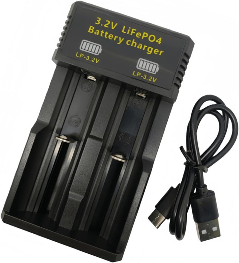 شاحن USB لبطاريات LiFePO4 بسعات 14500، 18650، 26500 متعددة الأحجام، جهد 3.2 فولت، مزود بأضواء شحن حمراء وخضراء - Image 4