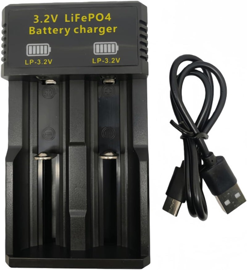 شاحن USB لبطاريات LiFePO4 بسعات 14500، 18650، 26500 متعددة الأحجام، جهد 3.2 فولت، مزود بأضواء شحن حمراء وخضراء - Image 1