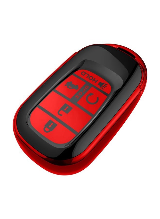 Tukellen for Honda Key Fob Cover, Premium Soft TPU Full Protection Key Fob Case for 2022 Honda Civic Accord Smart 5 Buttons Smart Remote Key Protector (Red) - Image 1