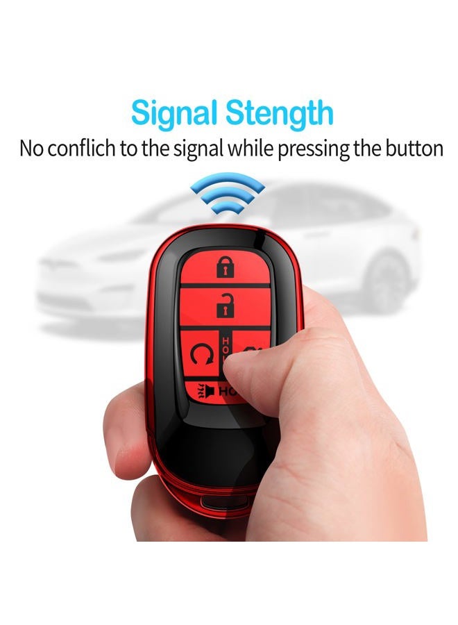 Tukellen for Honda Key Fob Cover, Premium Soft TPU Full Protection Key Fob Case for 2022 Honda Civic Accord Smart 5 Buttons Smart Remote Key Protector (Red) - Image 5