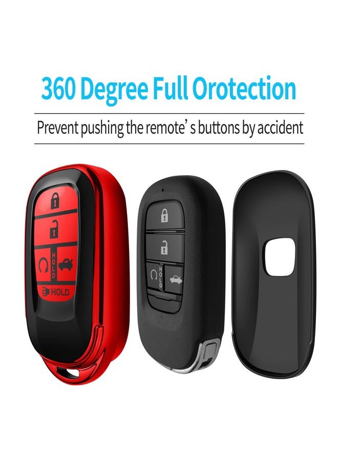 Tukellen for Honda Key Fob Cover, Premium Soft TPU Full Protection Key Fob Case for 2022 Honda Civic Accord Smart 5 Buttons Smart Remote Key Protector (Red) - Image 4