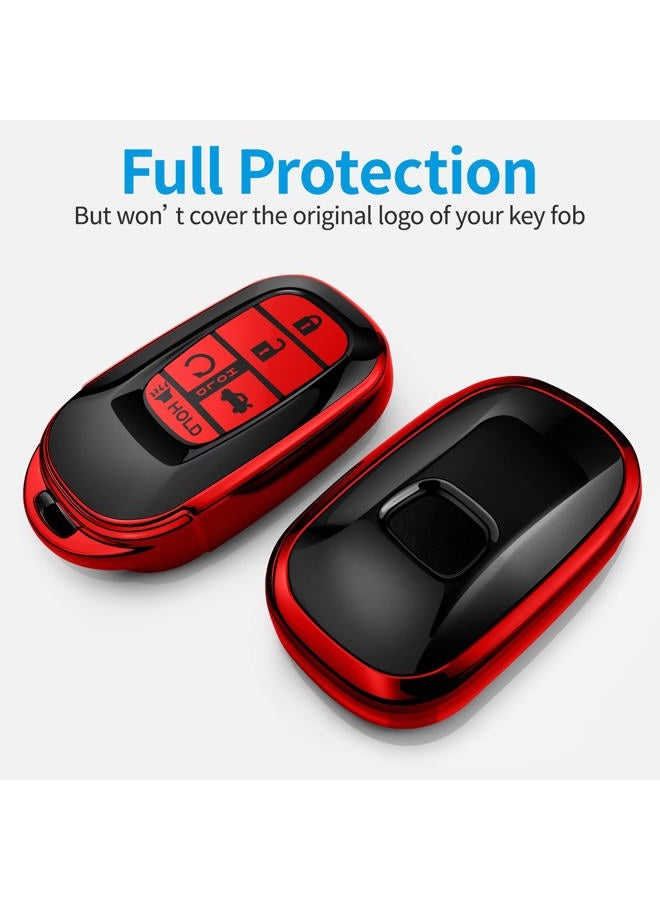 Tukellen for Honda Key Fob Cover, Premium Soft TPU Full Protection Key Fob Case for 2022 Honda Civic Accord Smart 5 Buttons Smart Remote Key Protector (Red) - Image 3