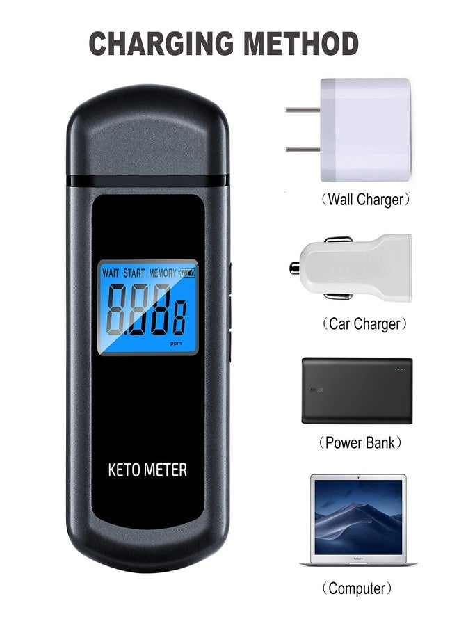 BreePoot Breath Ketosis Meter Professional-Grade Ketone Breath Analyzer Portable Rechargeable Ketosis Breath Tester for Ketogenic Testing with 10 Reusable Mouthpiece - Image 5