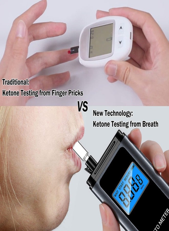 BreePoot Breath Ketosis Meter Professional-Grade Ketone Breath Analyzer Portable Rechargeable Ketosis Breath Tester for Ketogenic Testing with 10 Reusable Mouthpiece - Image 3