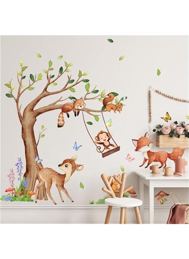 هوكور HOOKOR Funny Cartoon Animals Wall Sticker Kids Room Living Room Nursery Wall Art Decor Lovely and Vivid Jungle Animals Wall Art (BM7510-ZJ)  - Image 1