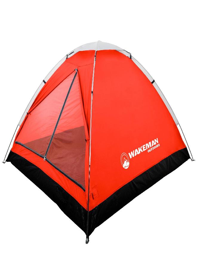 Wakeman 2-Person Tent - Water-Resistant Dome Tent with Removable Rain Fly and Carry Bag for Camping, Backpacking, Hiking, and Festivals by Wakeman (Red)  - Image 1