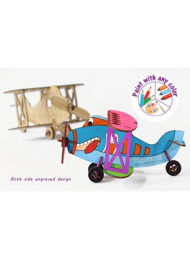 فنفينشين طائرة فانفنشن ثنائية الأجنحة - نموذج تلوين ثلاثي الأبعاد - منظم مكتبي قابل للتركيب بنفسك - لعبة ألغاز ثلاثية الأبعاد لتعلم العلوم والتكنولوجيا والهندسة والرياضيات - مجموعة فنية وتلوين ورسم للأطفال - هدية عيد ميلاد، لعبة ميكانيكية ثلاثية الأبعاد اصنعها بنفسك - Image 3