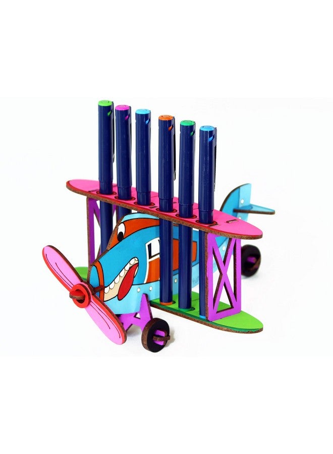 فنفينشين طائرة فانفنشن ثنائية الأجنحة - نموذج تلوين ثلاثي الأبعاد - منظم مكتبي قابل للتركيب بنفسك - لعبة ألغاز ثلاثية الأبعاد لتعلم العلوم والتكنولوجيا والهندسة والرياضيات - مجموعة فنية وتلوين ورسم للأطفال - هدية عيد ميلاد، لعبة ميكانيكية ثلاثية الأبعاد اصنعها بنفسك - Image 4