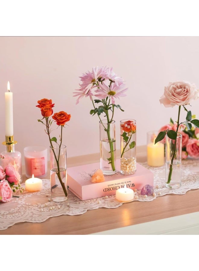 Mado Gallery Clear Cylinder Glass Vase (5×20 CM) – Tall Glass Vase for Flowers, Floating or Pillar Candles, Ideal for Home & Wedding Décor, Available in Box of 1PC, 3PCS, or 6PCS - Image 1