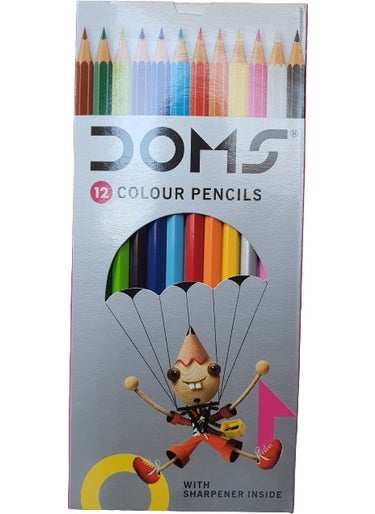 DOMS 12 Color Full Size Dry Color Set + Pencil Sharpener  - Image 2