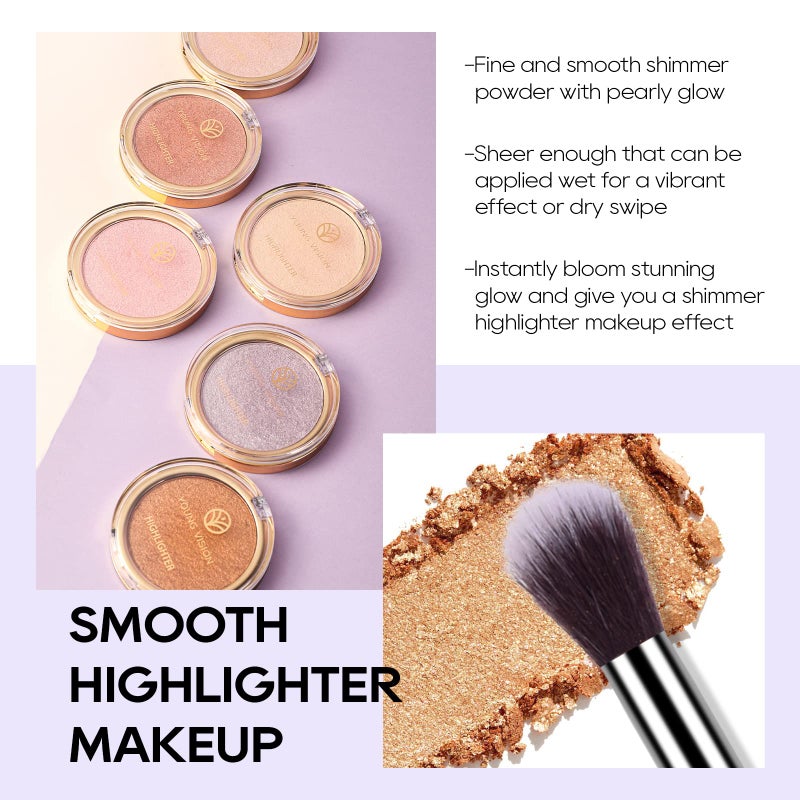 FREEORR Baked Highlighter Powder Palette, Makeup Highlighter Powder Palette Sheer Shimmering Finish Face Highlighters Makeup Iluminadores de Maquillaje #06 Bronze Glow - Image 3