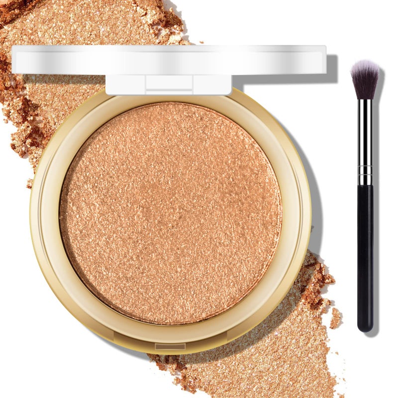 FREEORR Baked Highlighter Powder Palette, Makeup Highlighter Powder Palette Sheer Shimmering Finish Face Highlighters Makeup Iluminadores de Maquillaje #06 Bronze Glow - Image 1