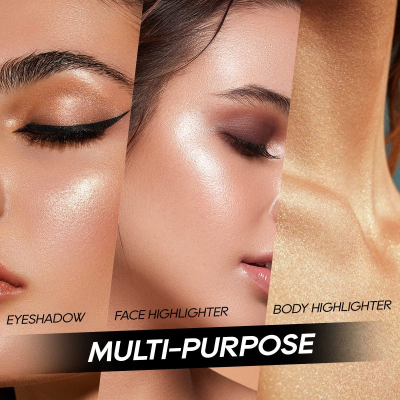 FREEORR Baked Highlighter Powder Palette, Makeup Highlighter Powder Palette Sheer Shimmering Finish Face Highlighters Makeup Iluminadores de Maquillaje #06 Bronze Glow - Image 4