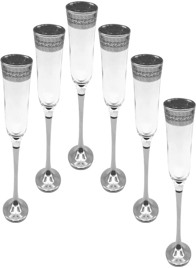 segaey Segaey Turkish Vals Flut Platinum Glass 143012/Elegant design, Trusted Brand, attractive shape of smoothies, Juices, Cocktails/High Quality Materials 