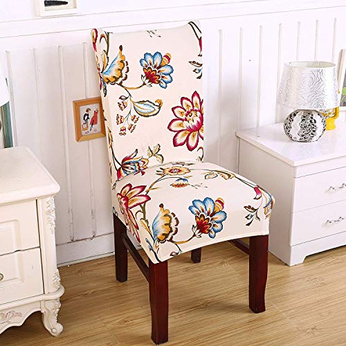 House of Quirk Elastic Chair Cover Stretch Removable Washable Short Dining Chair Cover Protector Seat Slipcover (Pack of 4, Pastel Green Flower), Polyester - Image 2